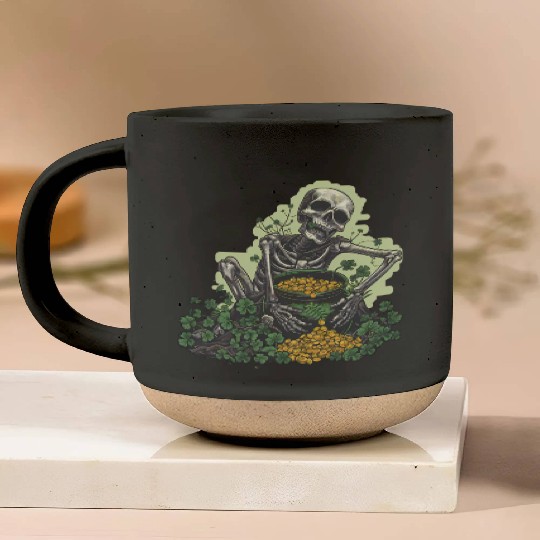St Patricks Skeleton Pot of Gold Pottery Mugs