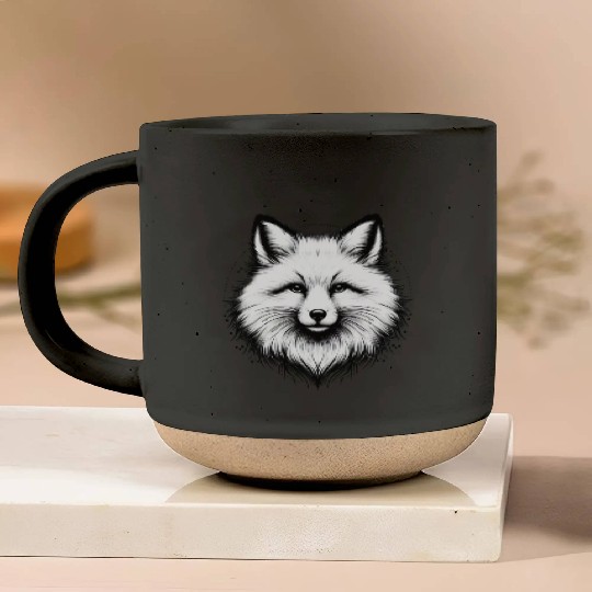 White Fox Portrait Pottery Mugs