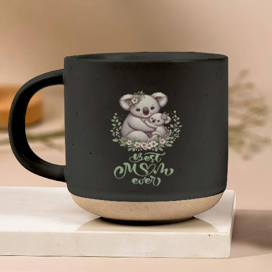 Best Mom Ever Koala Embrace Floral Wreath Pottery Mugs
