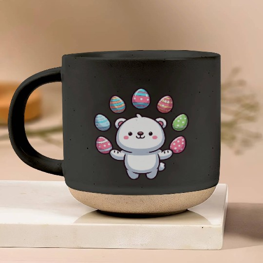 Cartoon Polar Bear Easter Egg Design Pottery Mugs