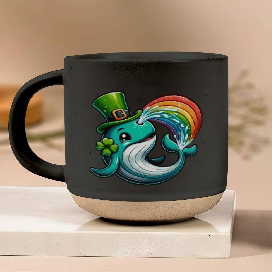 St. Patrick's Day Whale Cartoon Pottery Mugs