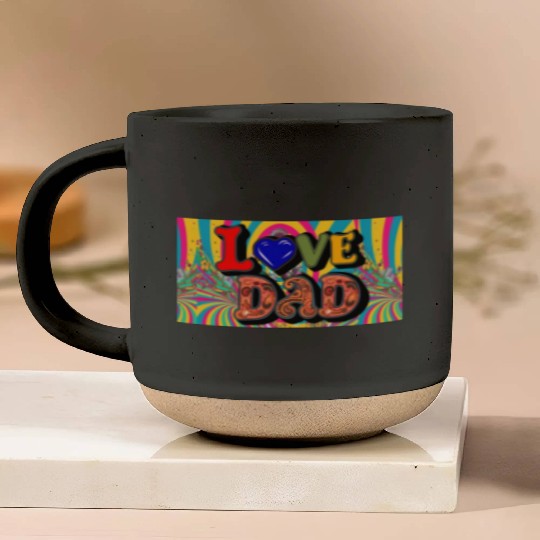 Love Dad Sticker Pottery Mugs