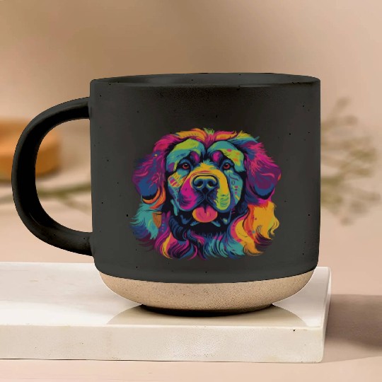 Watercolor Colorful Tibetan Mastiff Pottery Mugs