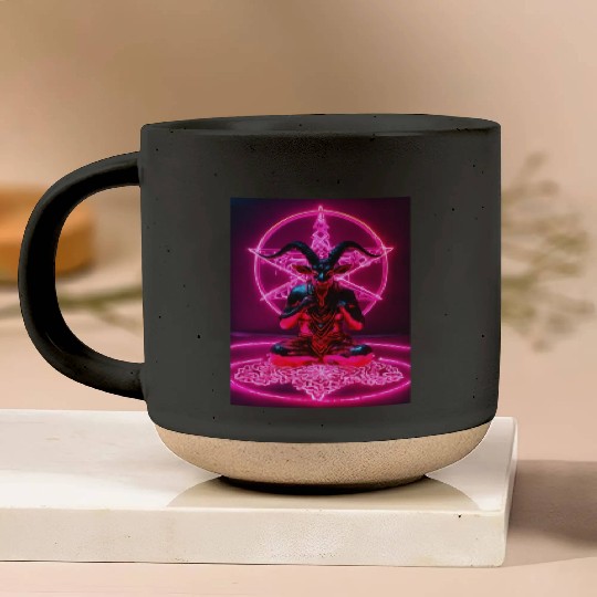 Baphomet made of diamonds and glitter neon light Pottery Mugs