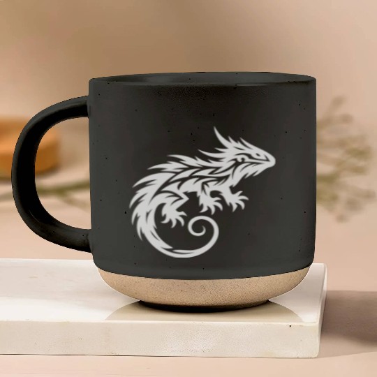 Shaggy Bearded Dragon Tribal Dragon Tattoo Pottery Mugs