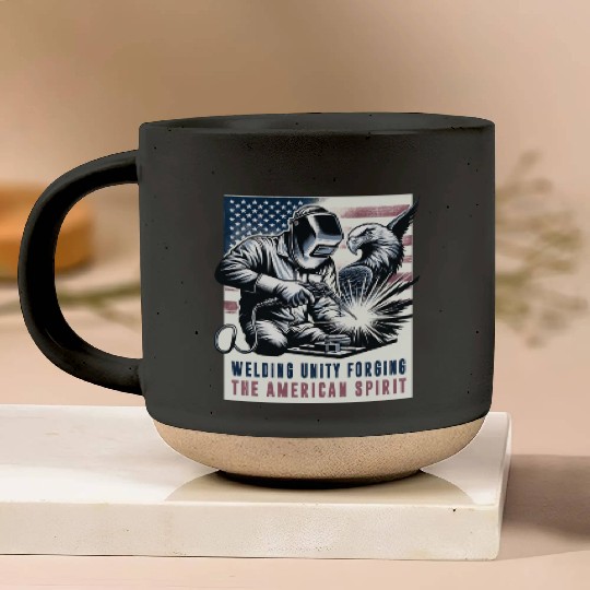 Welding Unity Forging The American Spirit USA Flag Pottery Mugs