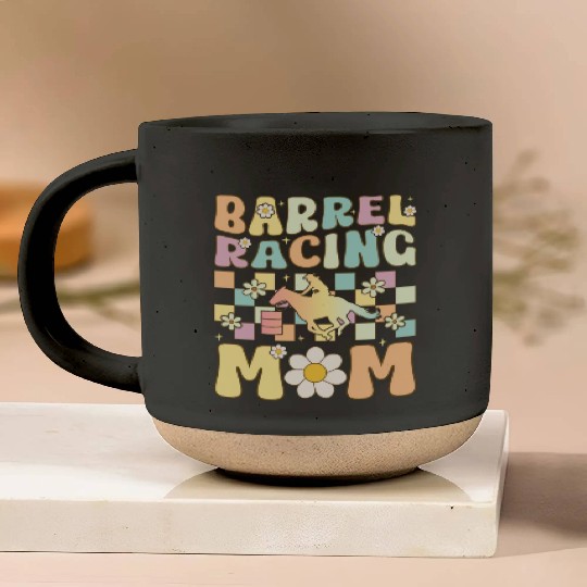 Barrel Racing Mom Groovy Female Barrel Racer Rodeo Pottery Mugs