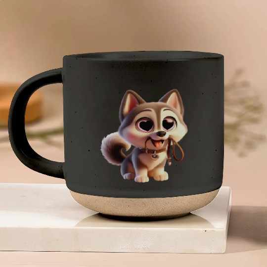 Charming Puppy Love Pottery Mugs