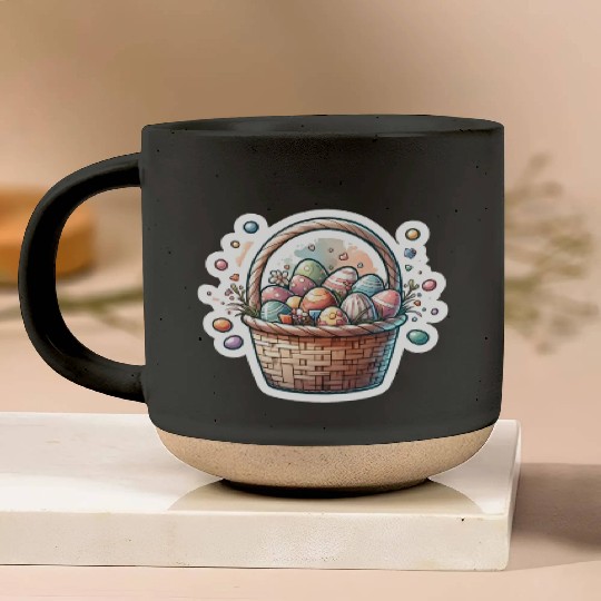 Cute Easter Egg Basket Soft Pastel Color Pottery Mugs