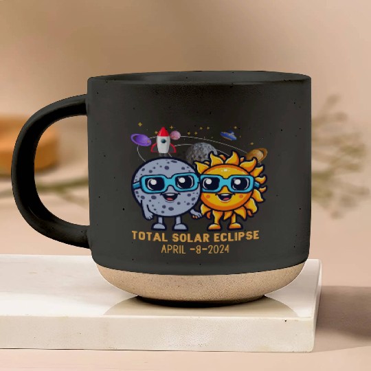Total solar eclipse 4-8-2024: Sun and Moon love Pottery Mugs