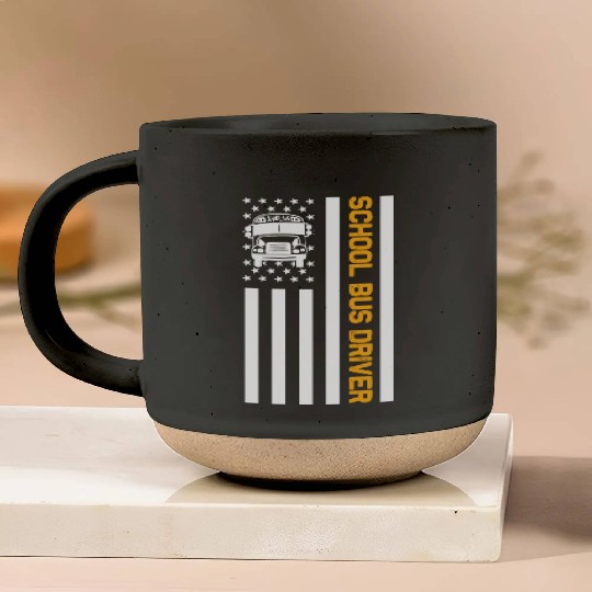 School Bus Driver American Flag School Bus Driver Pottery Mugs