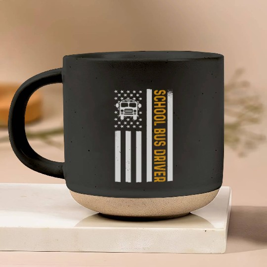 School Bus Driver American Flag School Bus Driver Pottery Mugs