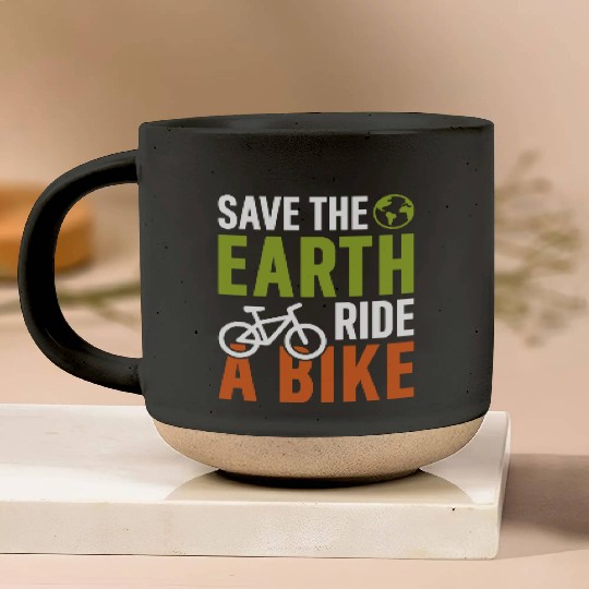 Save The Earth Ride A Bike Pottery Mugs