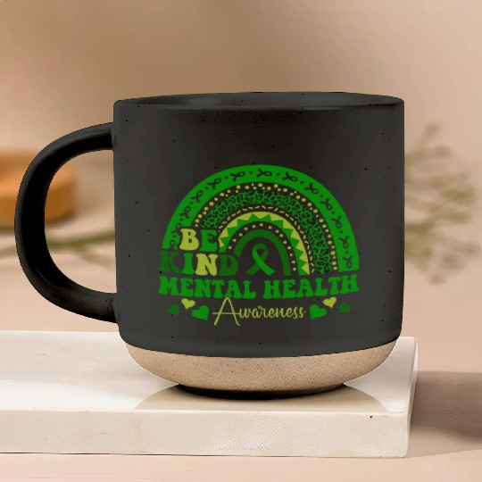 Green Rainbow Be Kind Mental Health Pottery Mugs