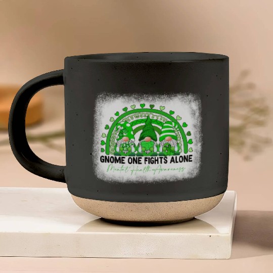 Gnome Green Rainbow Mental Health Awareness Pottery Mugs