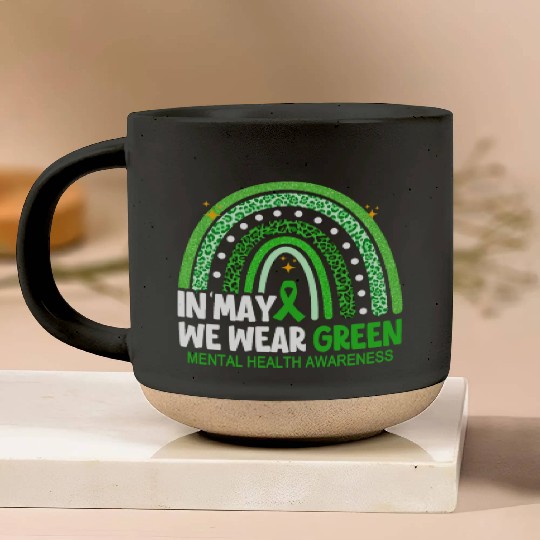 Leopard Rainbow In May We Wear Green Mental Pottery Mugs