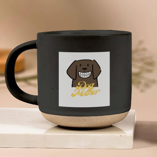 Brown Illustrated Dog Mother Wine Lover Pottery Mugs