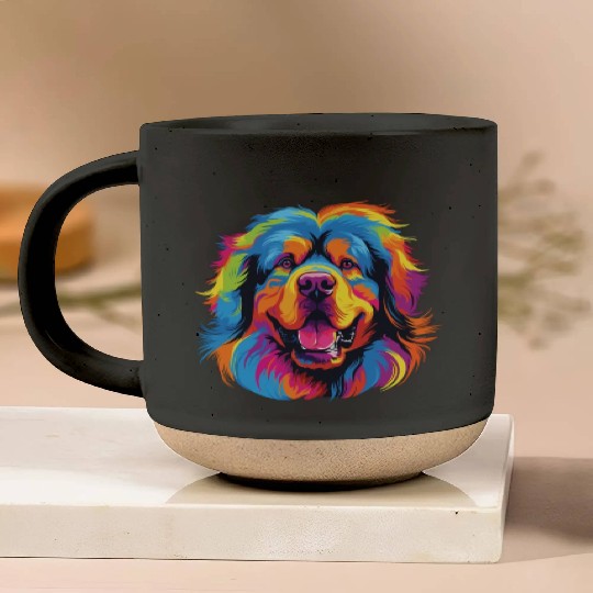 Watercolor Colorful Tibetan Mastiff Pottery Mugs