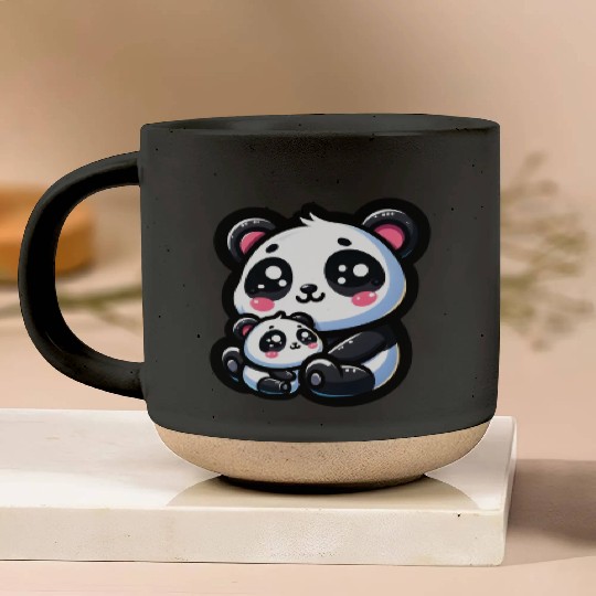 Proud Mother Panda With Her Cub for Mother's Day Pottery Mugs