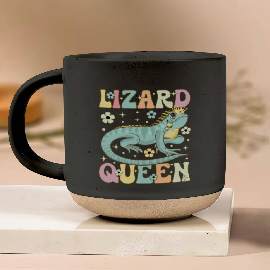 Lizard Queen Groovy Bearded Dragon Lizard Lover Pottery Mugs