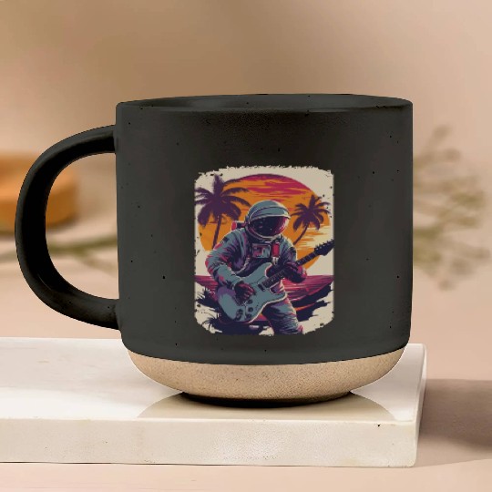 Astronaut Guitar Player Space Music Lover Pottery Mugs