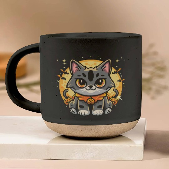 Cute cat halloween character fantasy Pottery Mugs