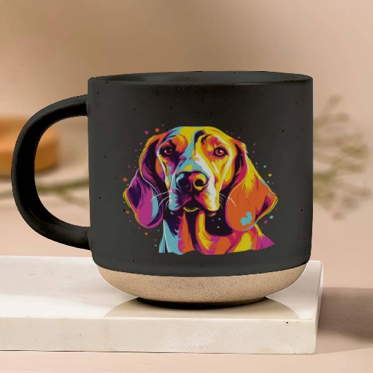 Watercolor Colorful English Foxhound Pottery Mugs
