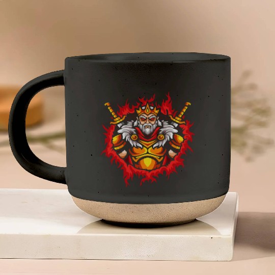 Monarch With Halftone Fire Background Pottery Mugs