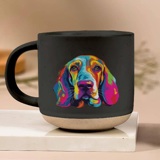 Watercolor Colorful Basset Hound Pottery Mugs