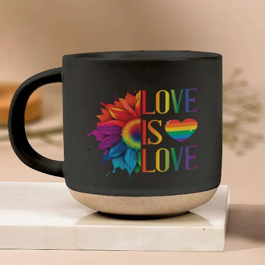 Rainbow Sunflower Love Is Love LGBT Gay Pride Pottery Mugs