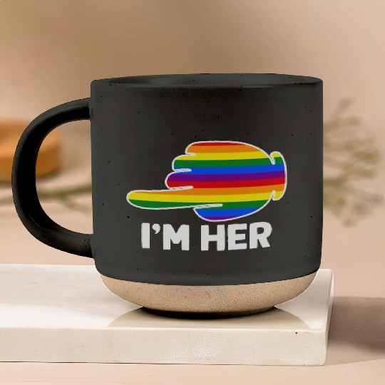 I'm Hers Rainbow Lesbian Couple Funny LGBT Pride Pottery Mugs