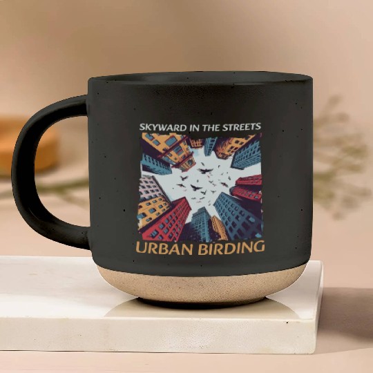 Urban Birdwatching Skyward In Streets Urban Birdin Pottery Mugs