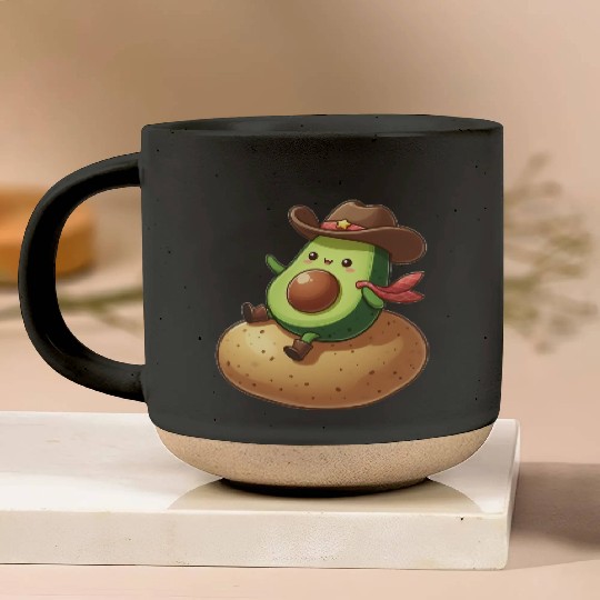 Avocado Cowboy Potato Rider Pottery Mugs