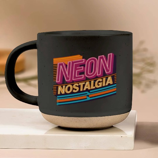 Neon Nostalgia: Pay homage to the retro neon aesth Pottery Mugs