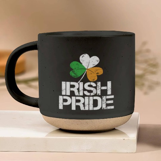 IRISH PRIDE Celtic Cross St Patricks Day Pottery Mugs