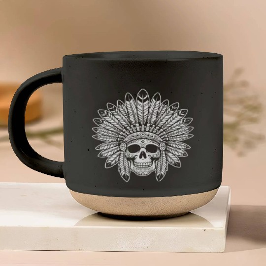 Indigenous Native American Skull Head Pottery Mugs