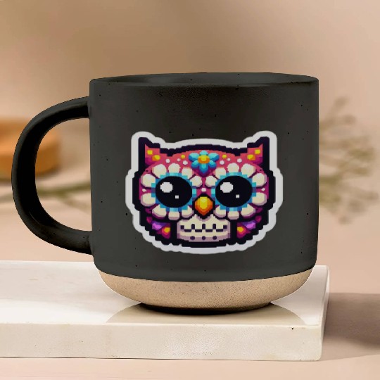 Cute Dead Sugar Owl , day of the dead owl Pottery Mugs
