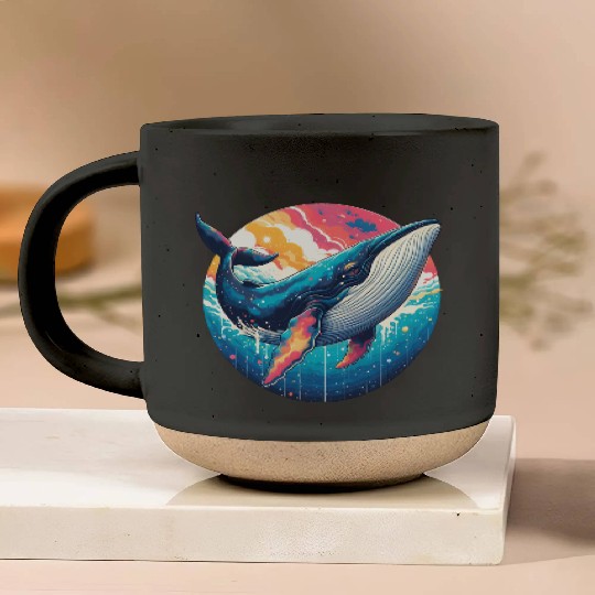 colorful whale Pottery Mugs