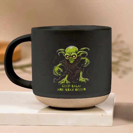 Keep Calm and Stay Green Goblin Pottery Mugs