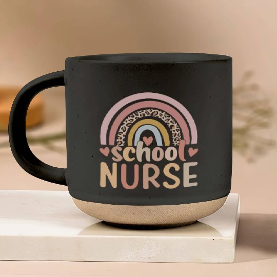 Rainbow Leopard Print School Nurse Back To School Pottery Mugs