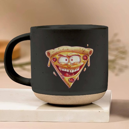 Cheesy Grinning Slice Captures Joy Pottery Mugs