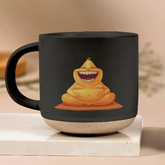 Joyful Yellow Creature Embracing Laughter Pottery Mugs
