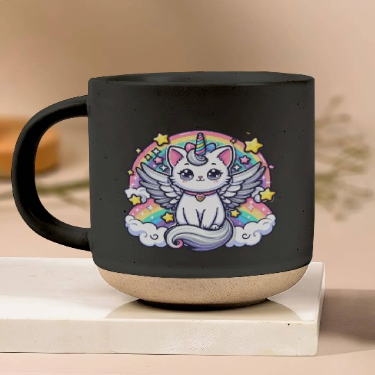 Celestial Charm Unicorn Cat Pottery Mugs