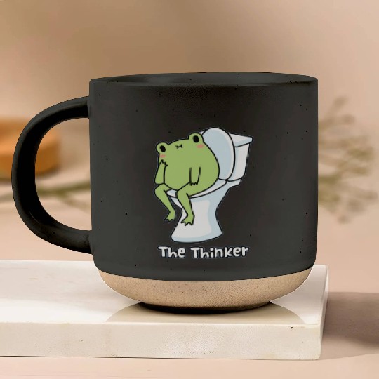The thinker, kawaii frog Pottery Mugs