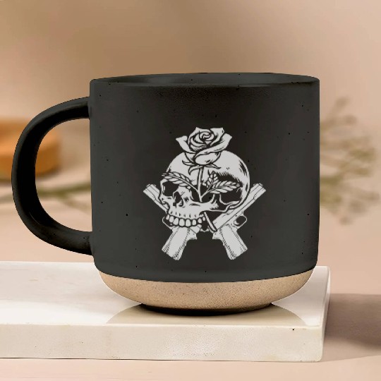 Skeleton Roses Guitar Skull Roses Guns Pottery Mugs