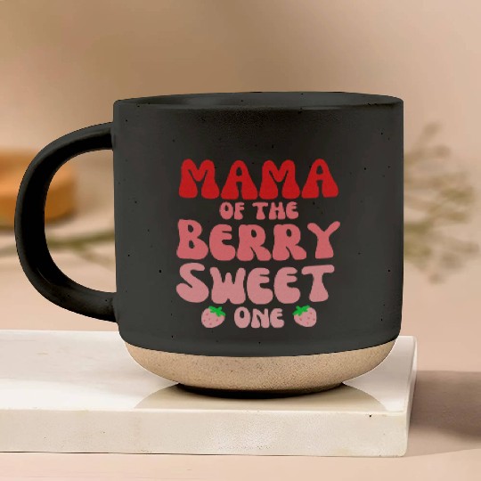 Mama Of The Berry Sweet One Strawberry birthday Pottery Mugs