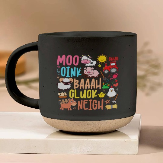 Farm Animals Sounds Oink Baa Neigh Cluck Moo Pottery Mugs