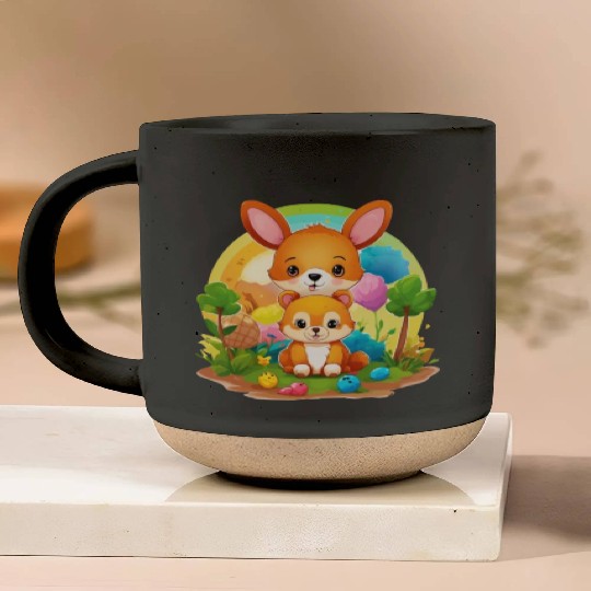 Kangaroo Kingdom Threads: Embrace Nature's Harmony Pottery Mugs