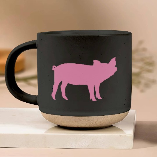 Pig Silhouette I Love pigs pink piggy piglet Pottery Mugs