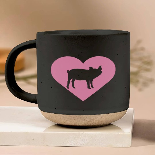 I Love Pigs pig heart piggy piglet silhouette Pottery Mugs